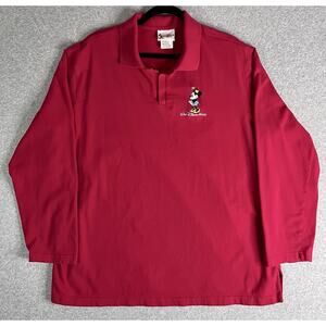 Walt Disney World Minnie Mouse Red Embroidered Long Sleeve Polo XXL